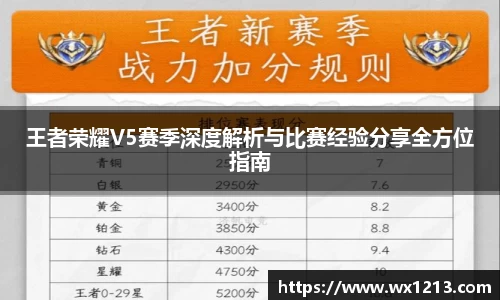 王者荣耀V5赛季深度解析与比赛经验分享全方位指南