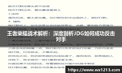 王者荣耀战术解析：深度剖析JDG如何成功反击对手